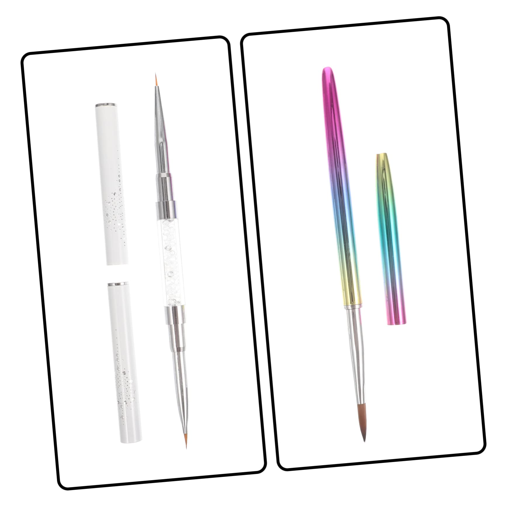SOESFOUFU 2 Pack Dual-ended Nail Art Brush Set Long Handle Nail Painting Pen for Professional for Smooth Application for Home Salon
