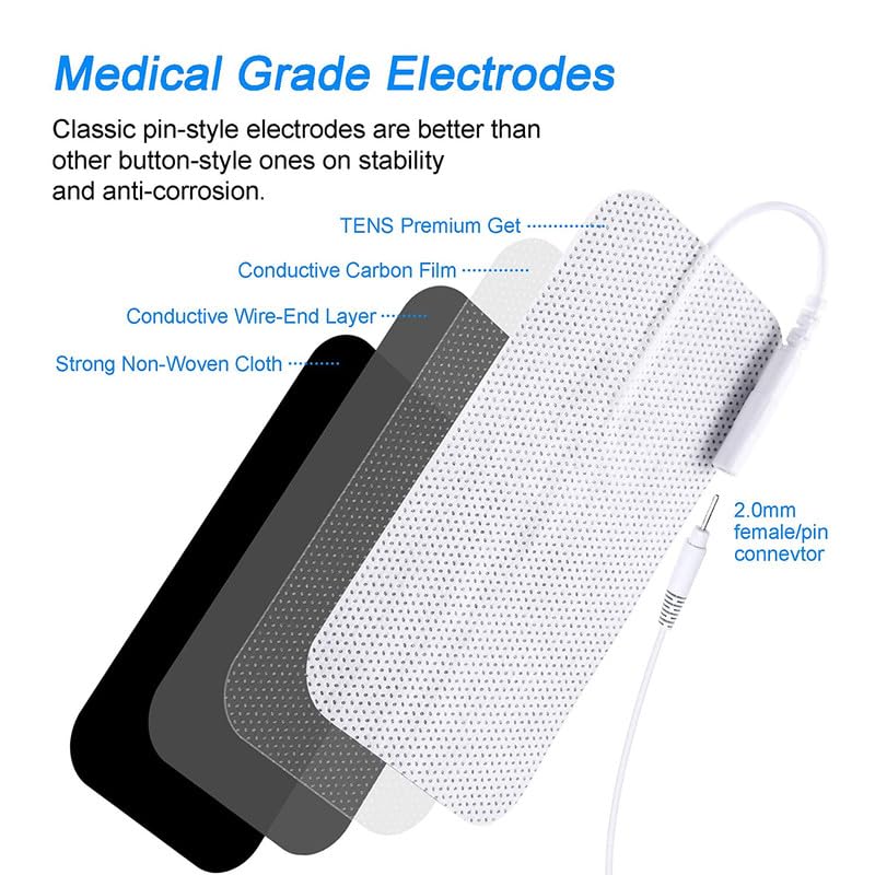Image of AGAM Digital Therapy Machine Electrodes (Rectangle Shape) - Strong Adhesive Gel, Universal Replacement Pads for Muscle Pain Relief, Reusable TENS Unit Electrode Pads (Pack-12)