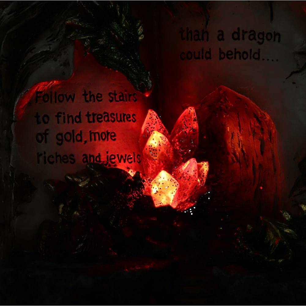 Nemesis Now Hoard Finders Drache mit Buch, Kristallfigur, Grün, 20,8 cm