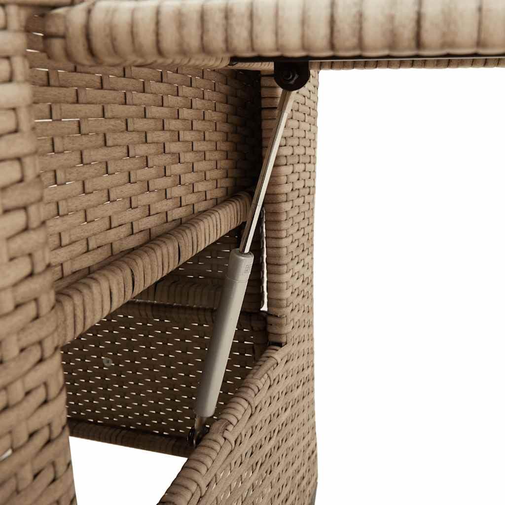 vidaXL Silla de jardín reclinable con Mesa Auxiliar ratán Beige, Silla reclinable para Patio, sillón reclinable para Muebles de Patio, sillón reclinable para jardín