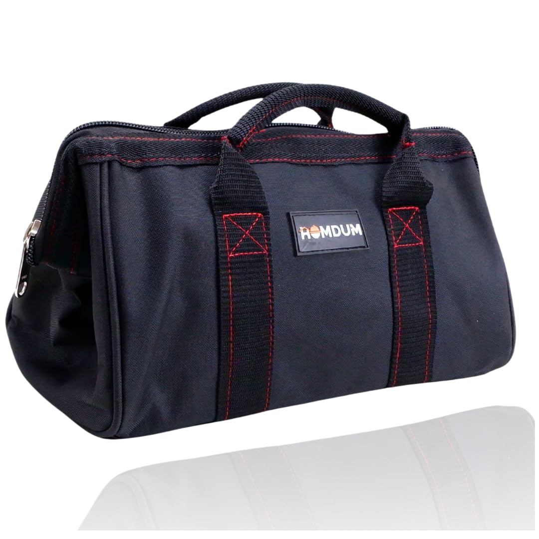 Homdum 13 Inch Multipurpose Tools Storage Bag Water Resistant for Electrician Plumber Technician Nylon Material Color Red Black