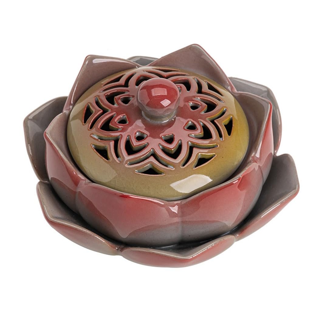 Brûleur d'encens lotus en argile ancienne céramique cadeau idéal