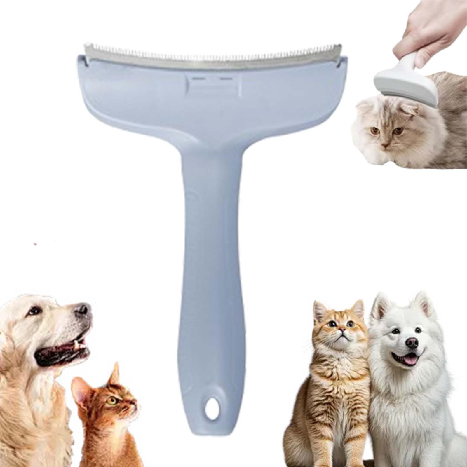 V-Tooth Deshedding Comb, Multifunctional Pets Hair Removal Brush, Dog & Cat Grooming Brush for Shedding, Pet Deshedding Tool with Curve Blade,Tight V-shaped Teeth Shedding Comb For Pet (Blue,M)
