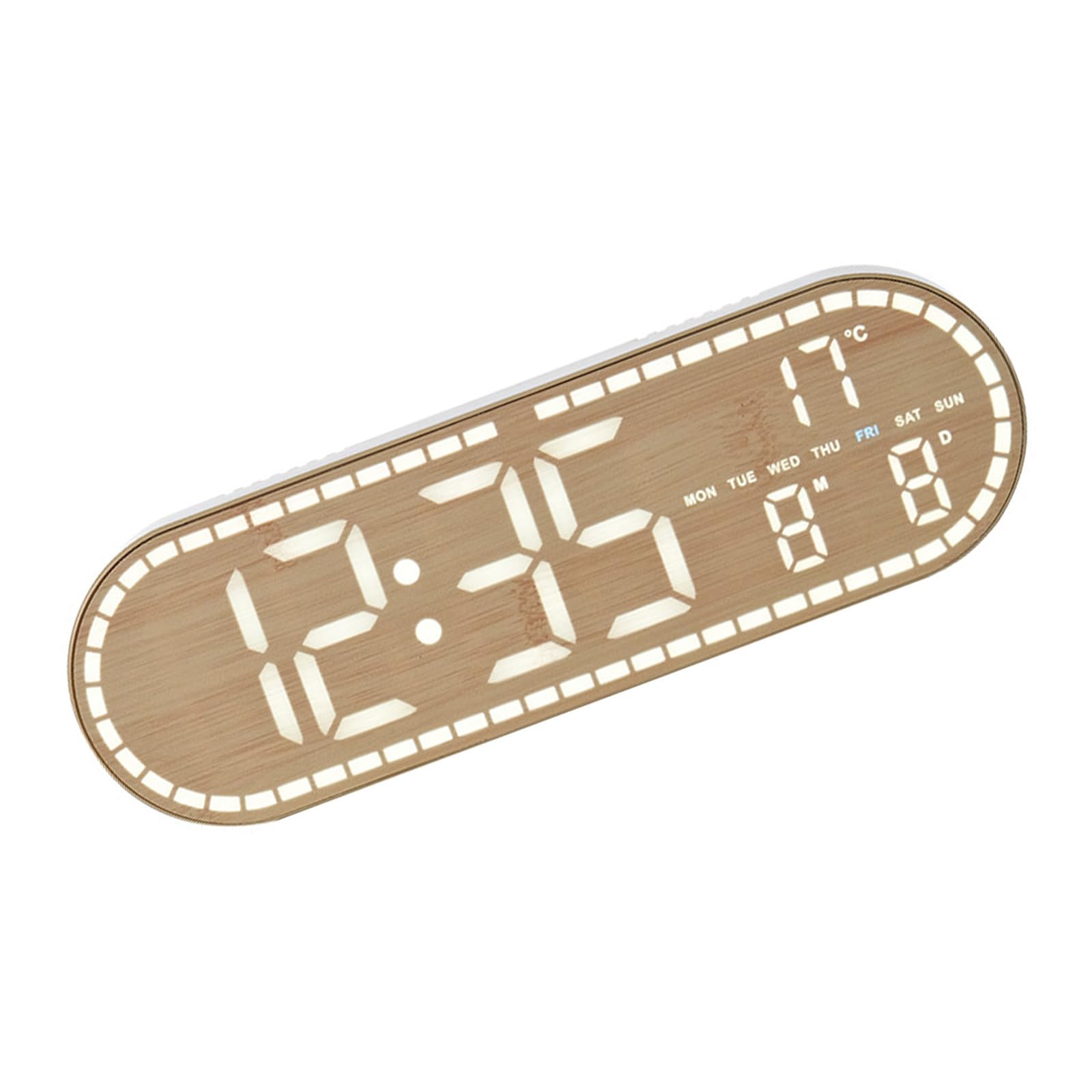 Hsioluted Digital Bedside Clock with Time, Temperature, Dimmer, Day of Week for Bedroom Desk LED Digital Clock