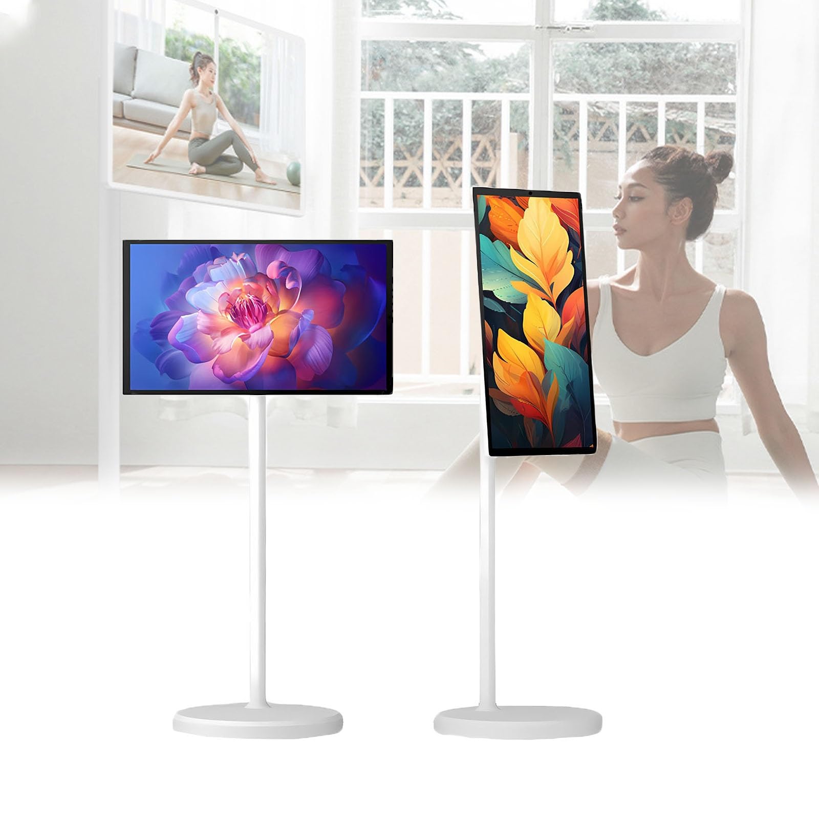 Smart TV Android 13 con Pantalla Táctil Full HD de 21,5” – Televisor Portátil con Batería de largura Duración y Soporte con Ruedas(8+128GB)