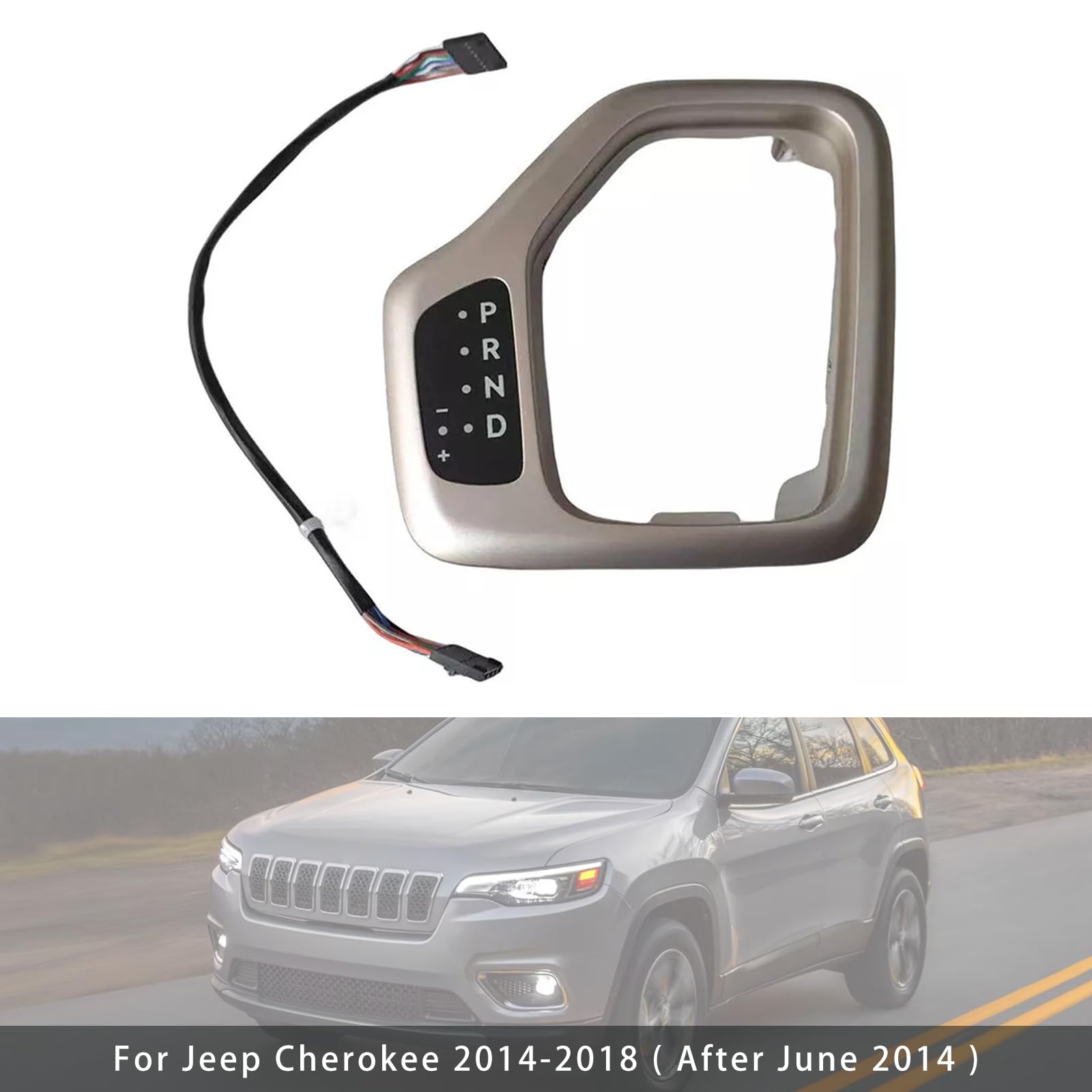 Transmission Gear Shifter Bezel With Harness For 2014-2018 Jeep Cherokee KL – Gold