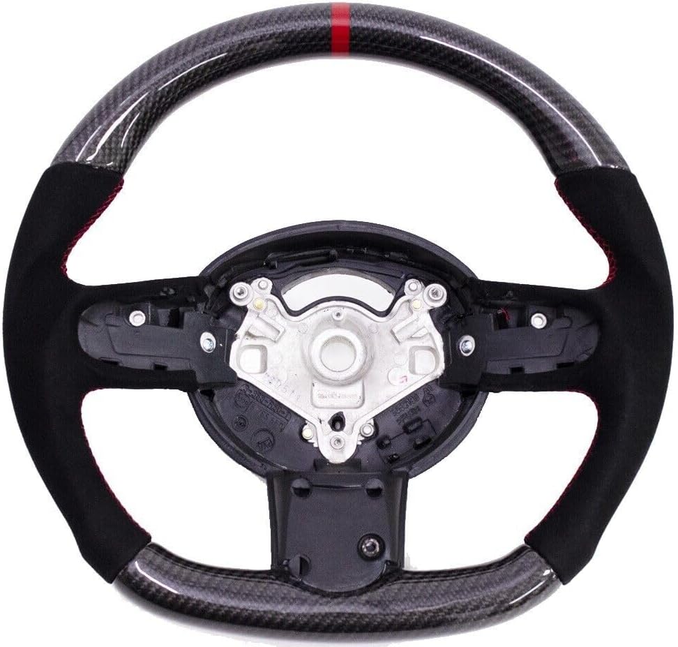 Carbon Interior Acceossires - Custom Carbon Fiber Steering Wheel Red Stripe Compatible with 2002-2008 Mini Cooper R50 R52 R53 Mk1