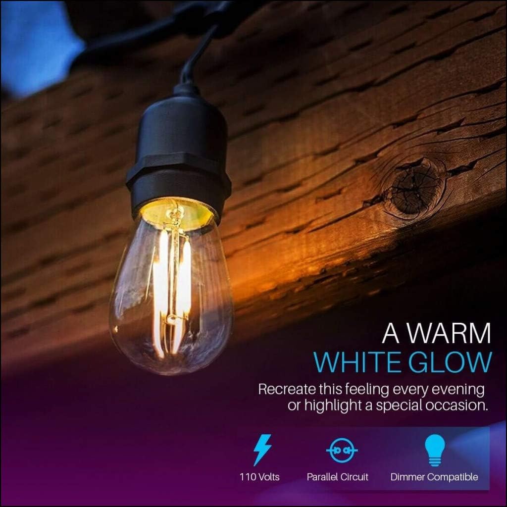 40% Off Discount Classyke 48ft LED Outdoor String Lights for Patio Garden Yard Deck Cafe Wedding Dimmable Waterproof Commercial Grade [UL Listed]