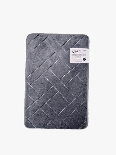 Microfibre Embossed Non-Slip Mat, 40x60cm - Grey | Microfibre, Non-slip backing
