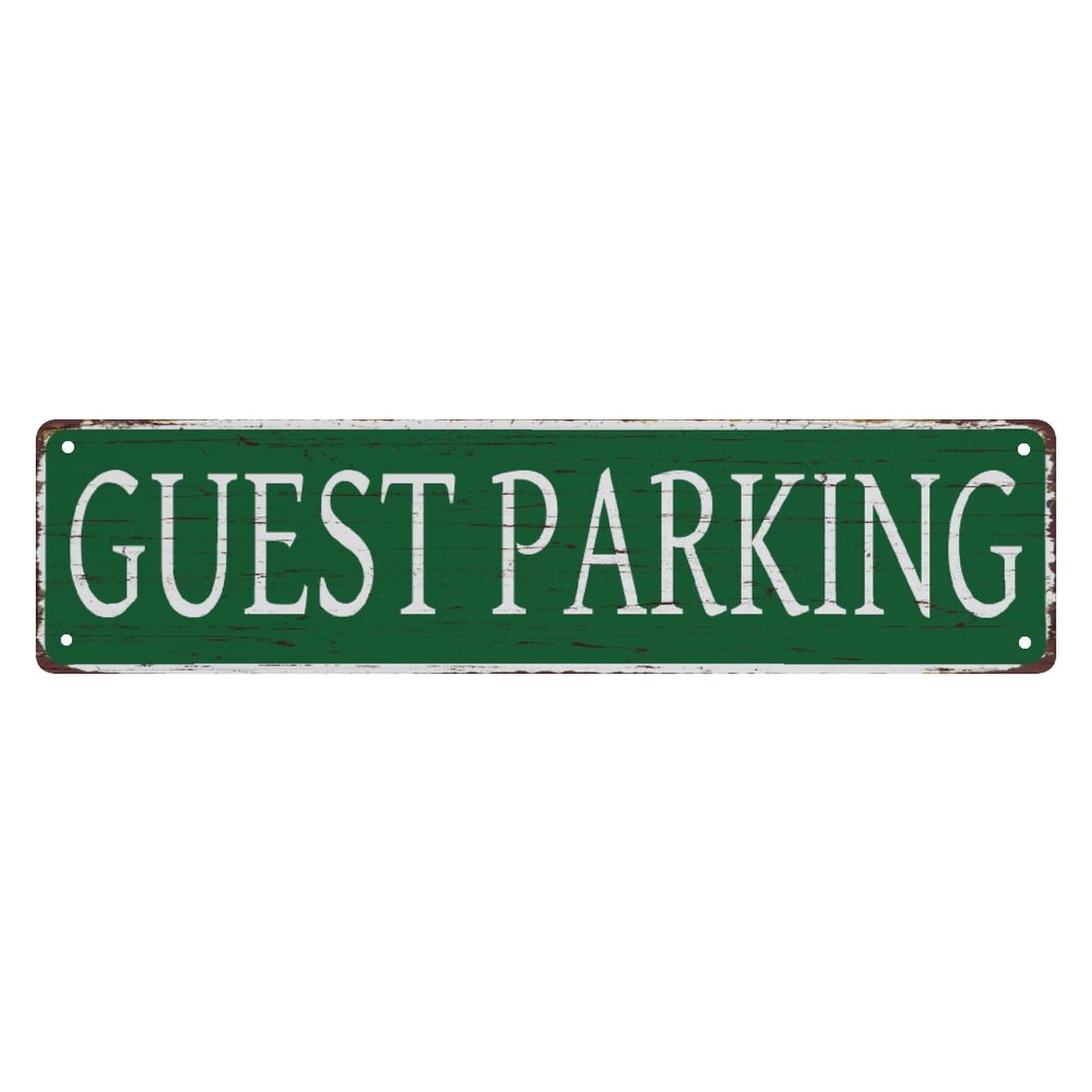 peiyeety Vintage Metal Tin Sign Decorative Wall Art Guest Parking Themed Sign, Rustic Style, Durable Waterproof Rustproof, For Home, Driveway, Property, Easy To Mount, 4x16 Inch