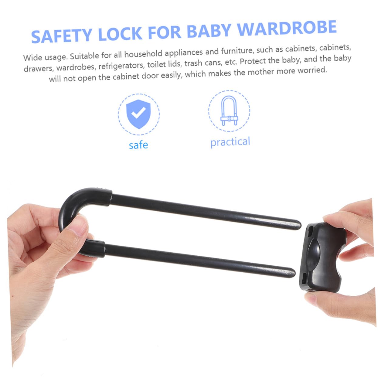 Hohopeti 12 pezzi Blocchi Sicurezza U per Cassetti e Armadi Serrature per Protezione Adatte Mobili e Frigoriferi Facili da Installare e Resistenti