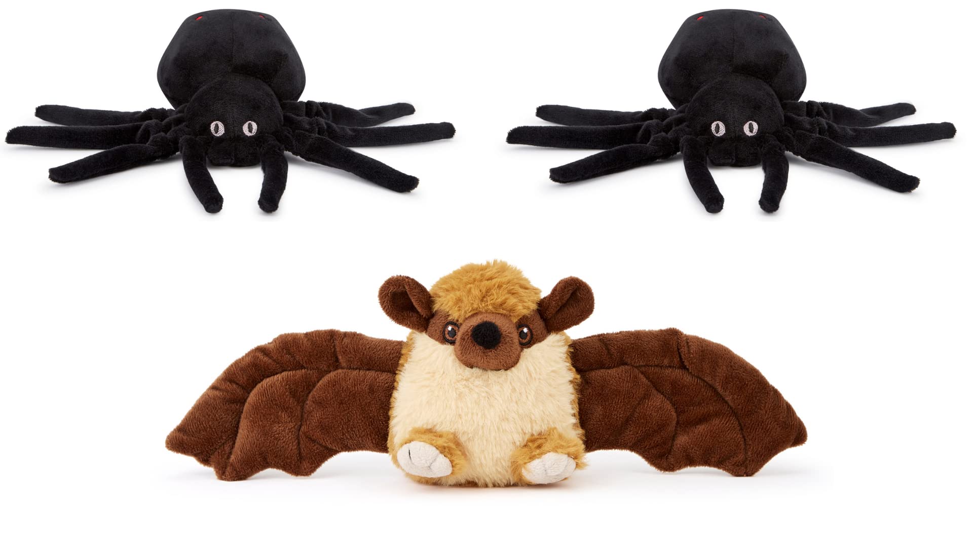 Zappi Co x3 Tripple Pack of Childrens Playful Soft Cuddly Plush Toy realistic life like(12-15CM/5-6 Inches) (2 x Spiders + 1 Bat)