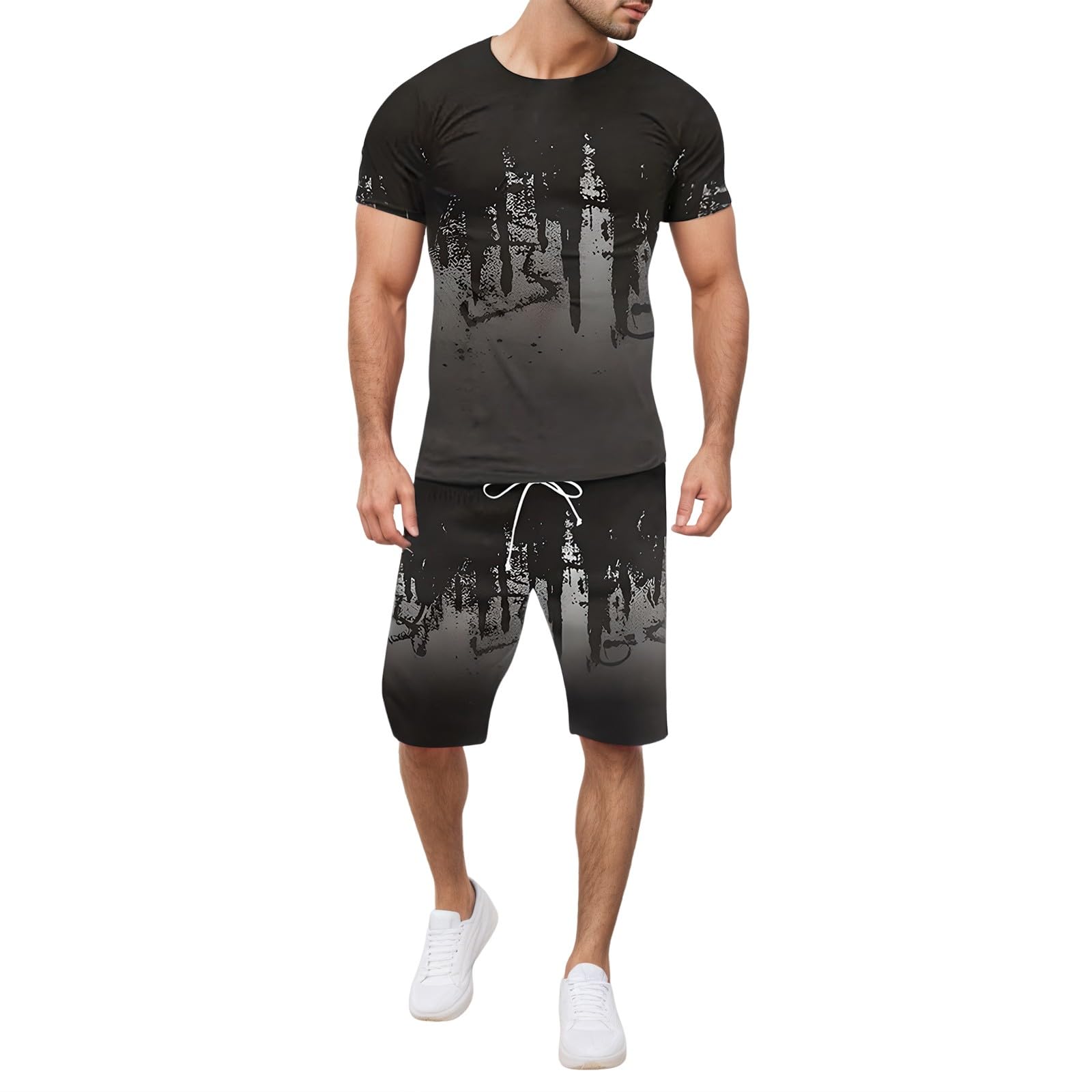 Chándal de verano para hombre conjunto transpirable de manga corta 8