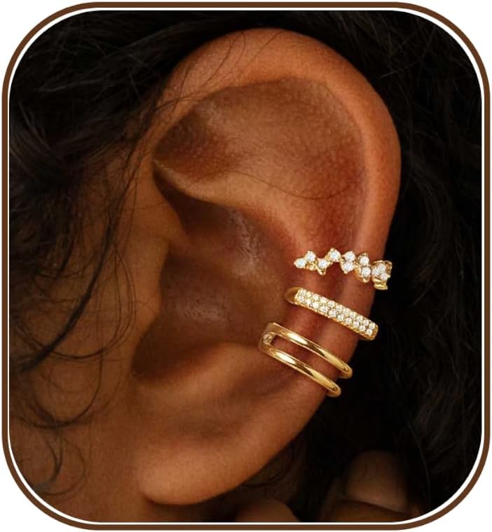 XIXINI Ear Cuff Earrings for Women Trendy,14K Gold Plated Clip On Cartilage Earrings Set Hypoallergenic Cuff Earrings Stack Dainty Ear Cuffs Non Piercing Gold Clip On Earrings Non Tarnish Jewelry