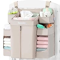 Vista 9 de Sweeby Organizador de pañales para cambiador y cuna, apilador de pañales para guardería, organizador colgante para artículos esenciales del bebé