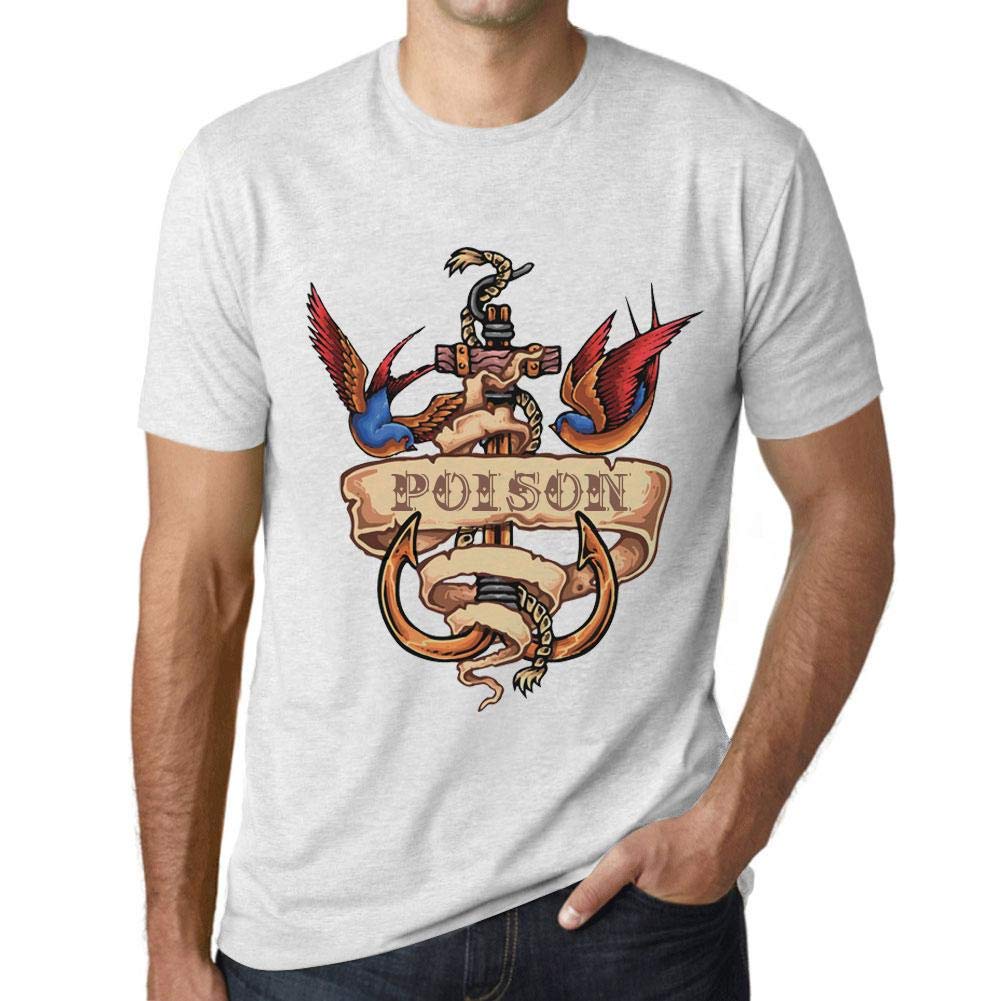 Ultrabasic Men's Vintage White Graphic T-Shirt Anchor Tattoo Poison Eco-Friendly Limited Edition Short Sleeve Tee-Shirt Vintage Birthday Gift Novelty L