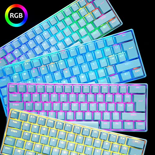 Image of FELICON 60% Portable Mechanical Gaming Keyboard, 62 Keys Ultra-Compact Mini Keyboard, Red Switch, RGB Customization Backlit, Wired Type-C USB for for PC /Win /PS4 /Xbox (Blue)