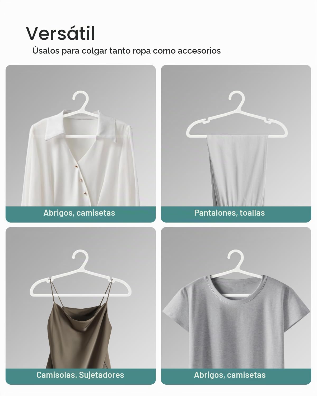 ABHENG 80 Perchas de Plástico, Ahorro de Espacio, Resistentes, Antideslizantes, para Camisas, Camisetas, Trajes, Blusas, Pantalones, Chaqueta y más, 41.7 x 0.4 x 24 cm, Blanco, APY0580W
