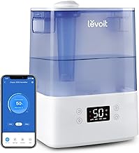 Levoit Humidifier for Bedroom Baby Home, 6L Large Tank, Top-Fill Cool Mist Air Humidifier with Quiet Sleep Auto Mode, Smart App & Alexa Control, Essential Oil Diffuser, 60H Runtime for 47㎡, Blue