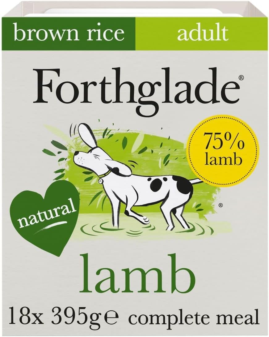 Forthglade Wet Dog Food (12 x 395g Trays) - Wholegrain & Hypoallergenic Dog Food, Lamb with Vegetables and Brown Rice, Adult Stomach Sensitive Meals with Natural Ingredients