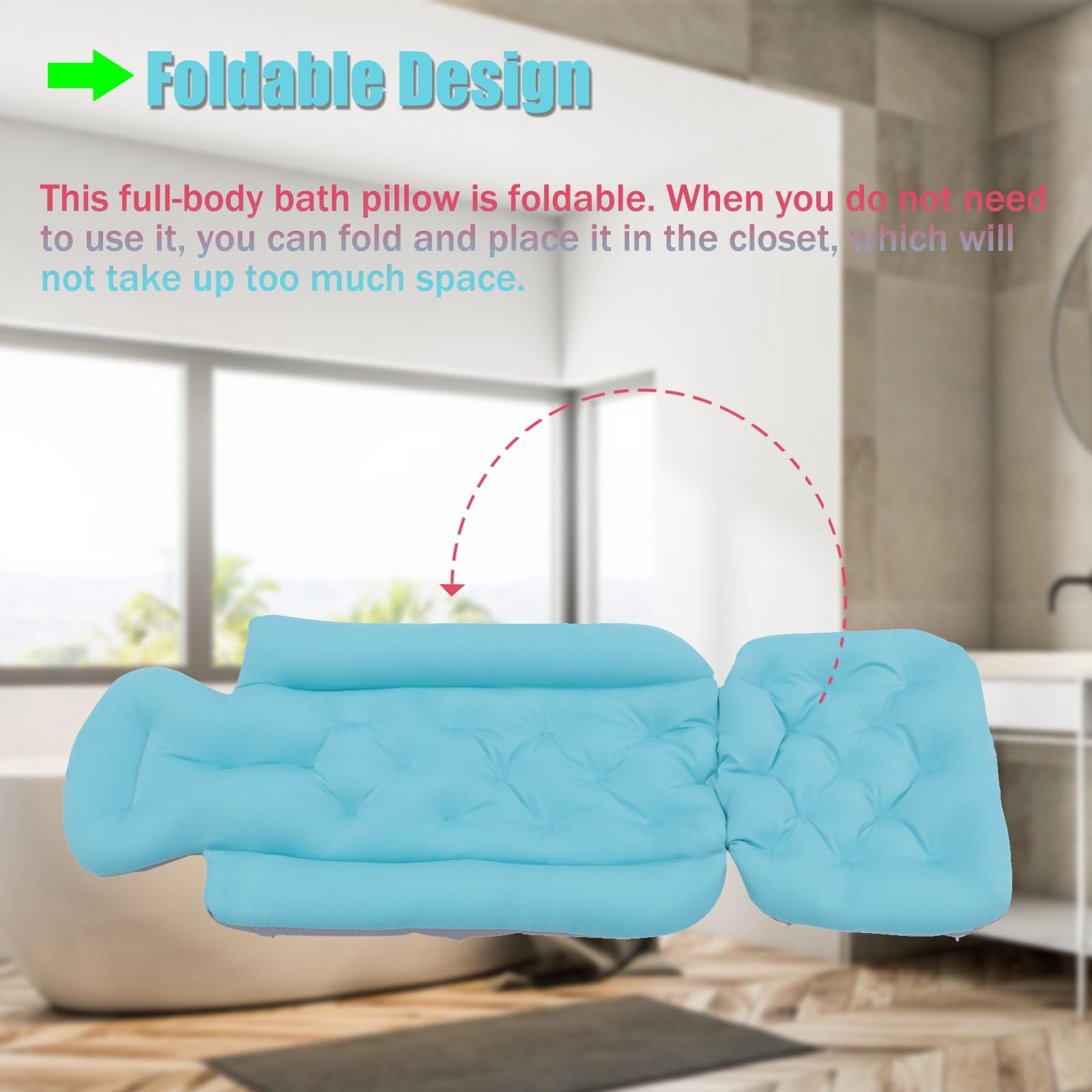 Coussin De Bain Complet Avec Ventouses - Support Pour Dos, Cou, épaules, Pliable (rose)
