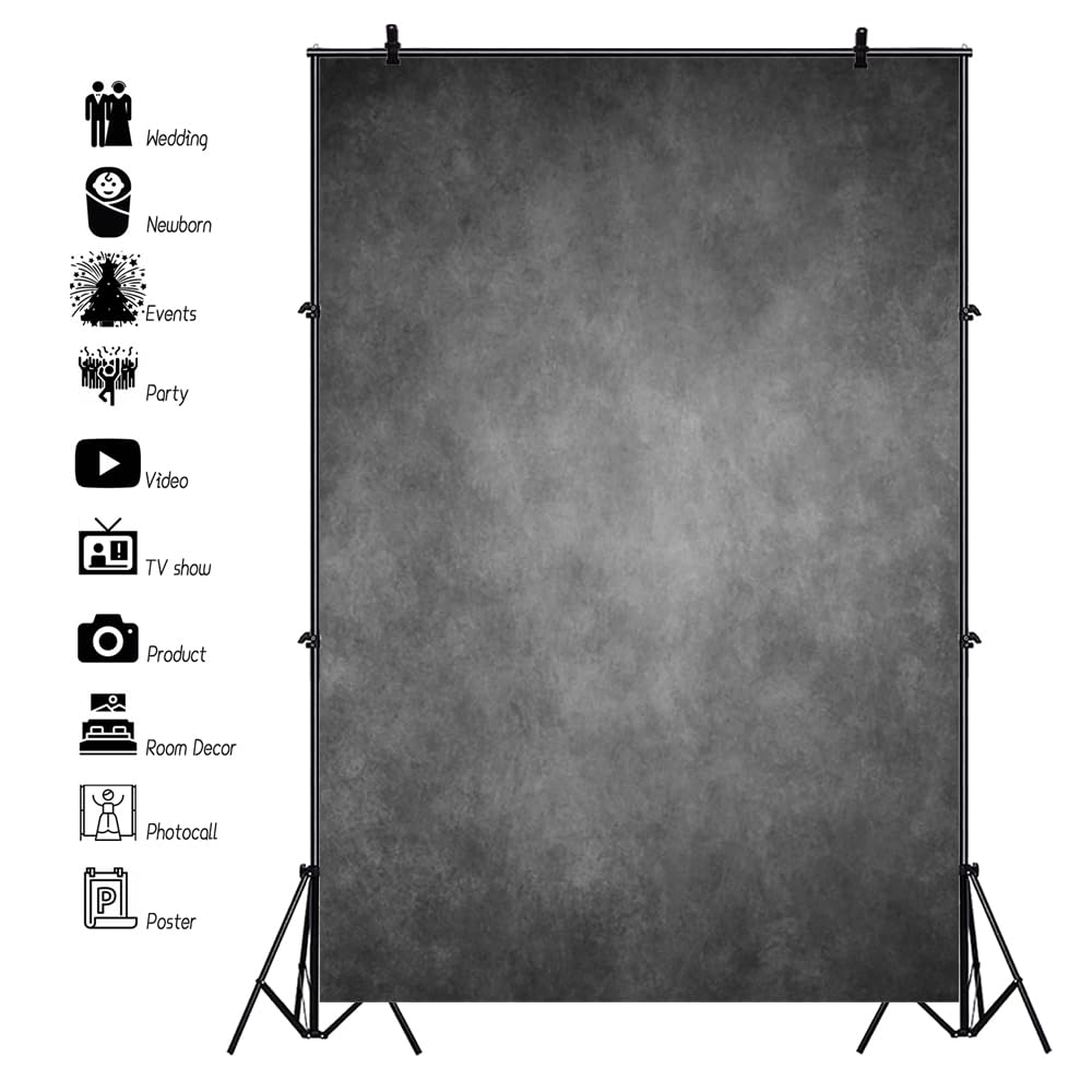 YongFoto 2x3m Vinilo Fondo de Fotografia Grunge Gris Retro Telón de Fondo Fiesta Niños Boby Boda Adulto Retrato Personal Estudio Fotográfico Accesorios — view 3