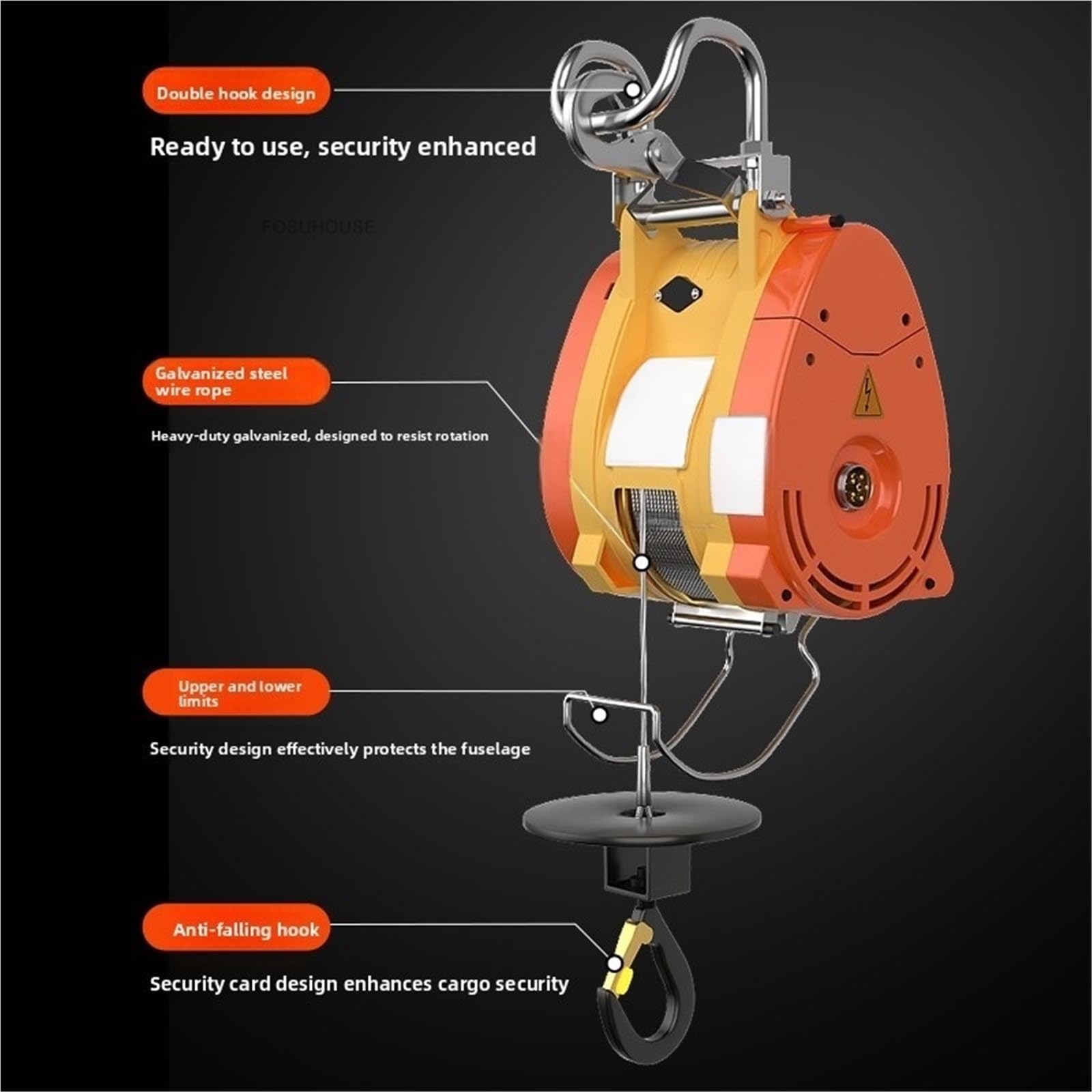 Elektro-Seilzug 220V Winde Hebekrane Installation Haushalt Kleine Hebekran Tragbare Mini Elektrische Hoist Y(280kg-30m-A)