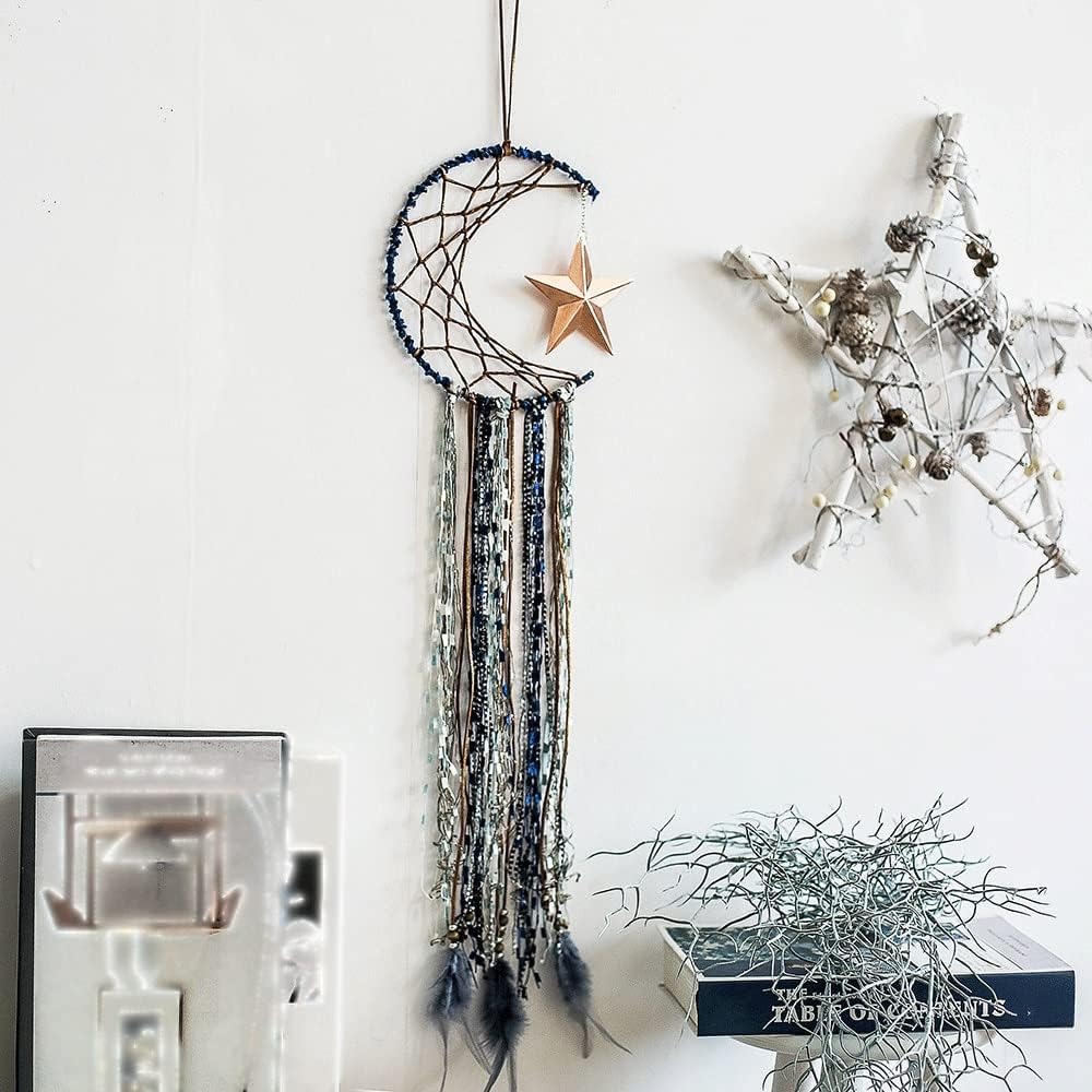 Dream Catcher Wall Decor, Half Circle Moon Design Golden Star Dream Catcher, Handmade Dream Catcher Home Decoration Home Decoration Ornament
