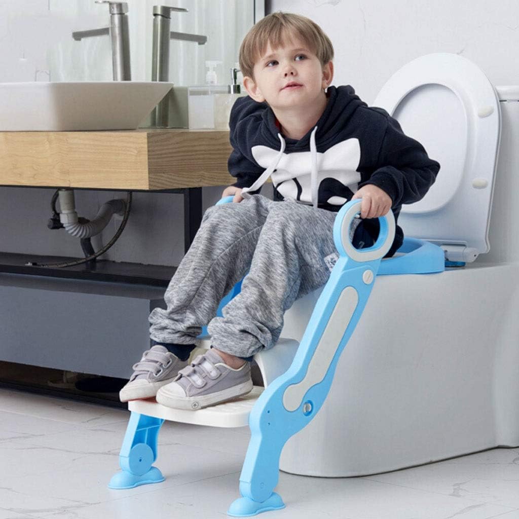 Baby Toilet Adjustable Seat with Ladder Potty Training Seat Non-Slip Cushion Potty Trainer Suitable for Boys and Girls Baby Potty Training (Color : Pink) (Green)