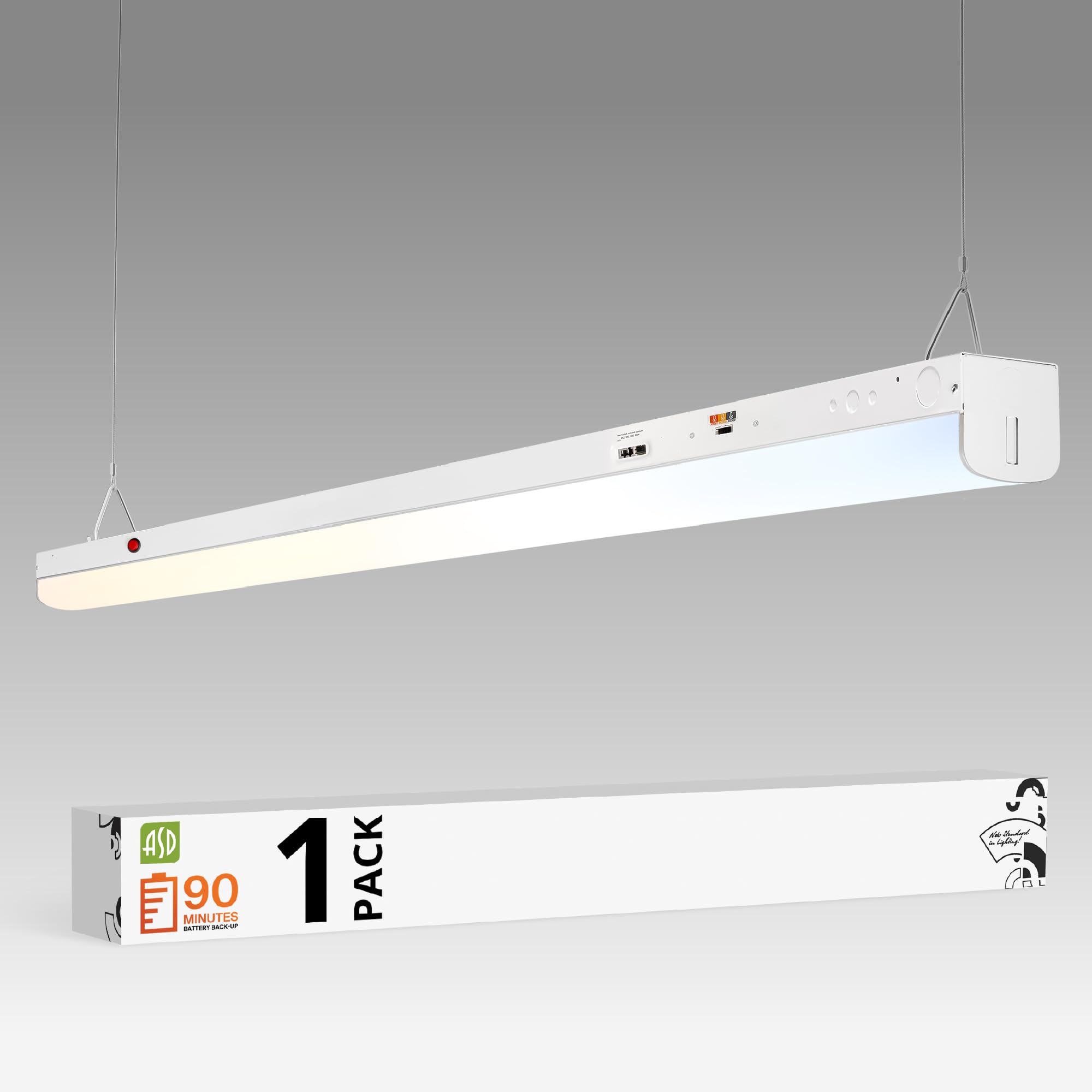 ASD 4ft LED Linear Strip Light Fixture with Emergency Battery
