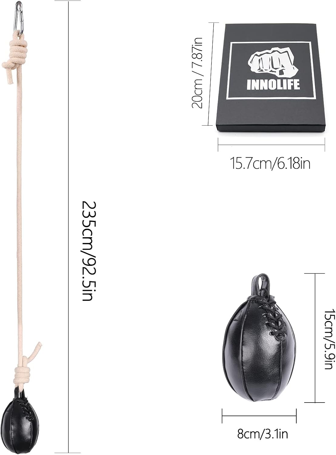 INNOLIFE Boxing Slip Bag, Dodge Hide Speed Ball for Reflex Training, Kickboxing, MMA Pendulum Training - Image 2