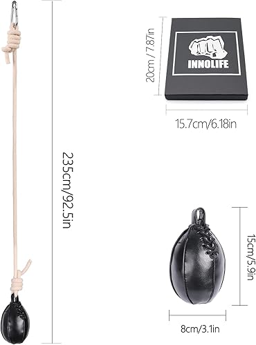 Miniatura 2 de INNOLIFE Bolsa de boxeo, Dodge Hide Speed Ball para entrenamiento de reflejos, kickboxing, entrenamiento de péndulo de MMA