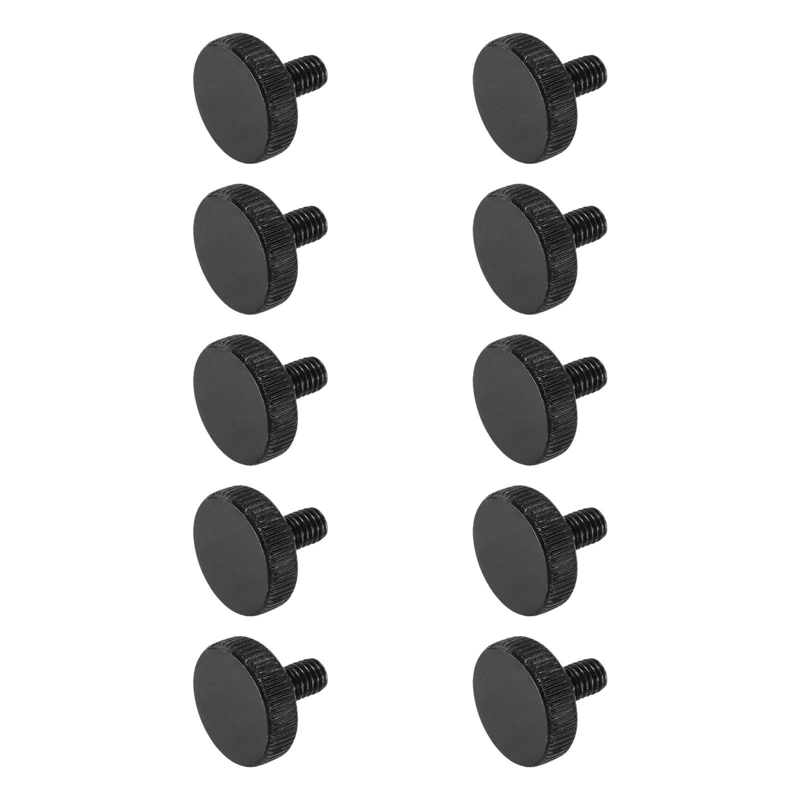 sourcing map M6x8mm Knurled Thumb Screws, Black Steel Flat Head Thumb Screws Zinc Plated Metric Knurled Head Bolts Grip Knobs Hand Tighten Thread Fasteners, 10 Pcs
