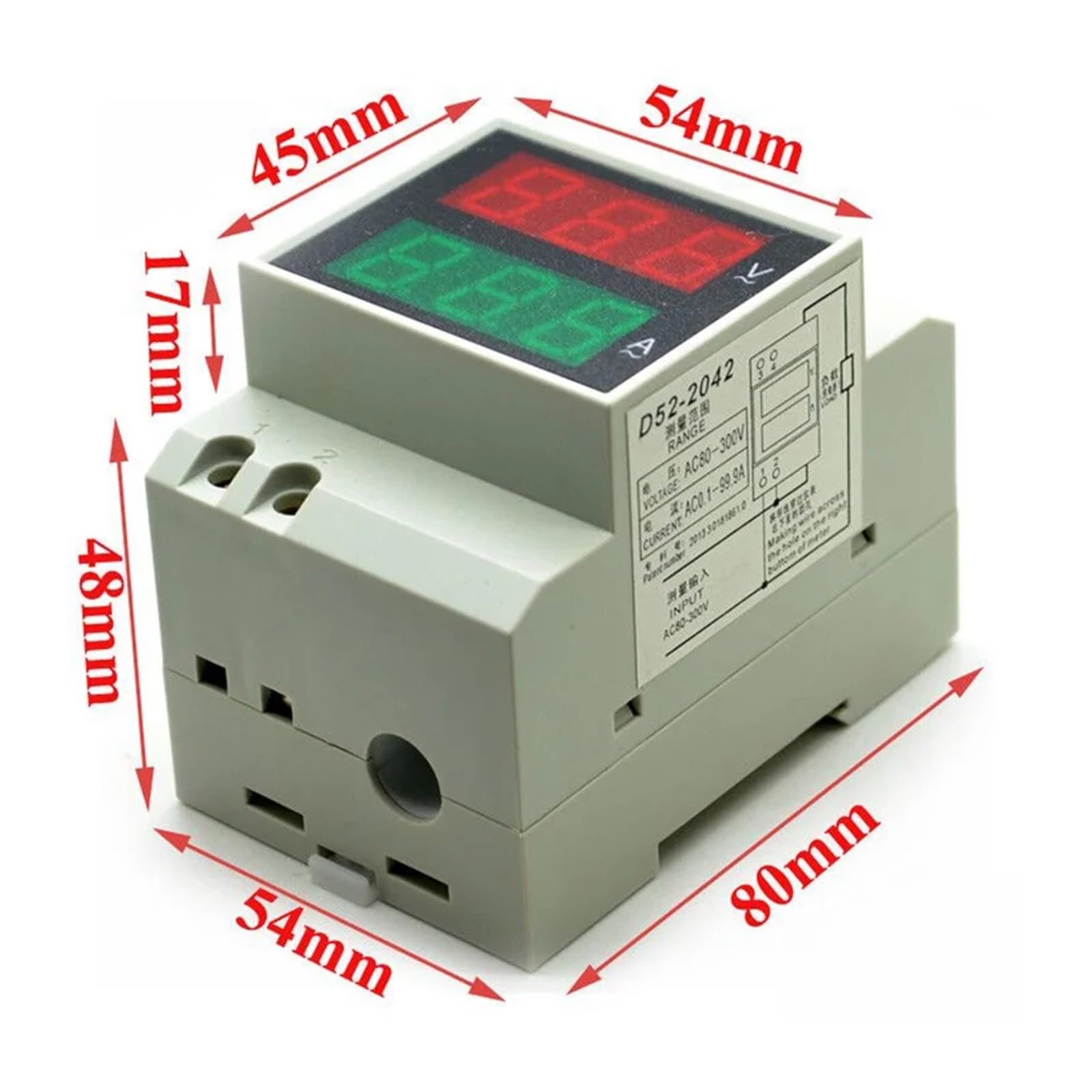 Wyświetlacz LED na szynie DIN Woltomierz Amperomierz Wbudowany transformator AC80-300V 200-450V 0-100A Miernik napięcia i prądu na panelu (AC200-450V 0,2-99,9A)