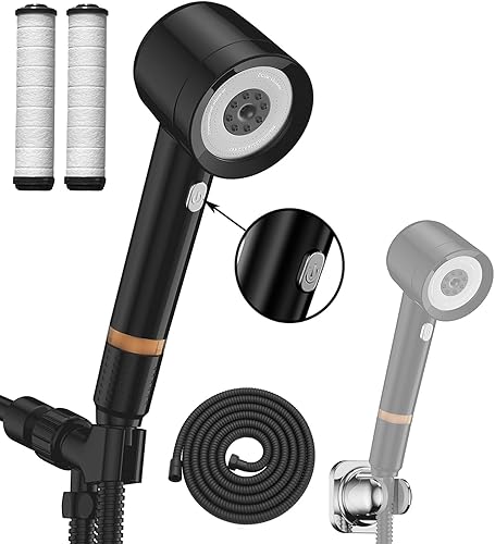 Cabezal de ducha de alta presión con filtros, cabezal de ducha filtrado de mano con interruptor de encendidoapagado, manguera extra larga de 79