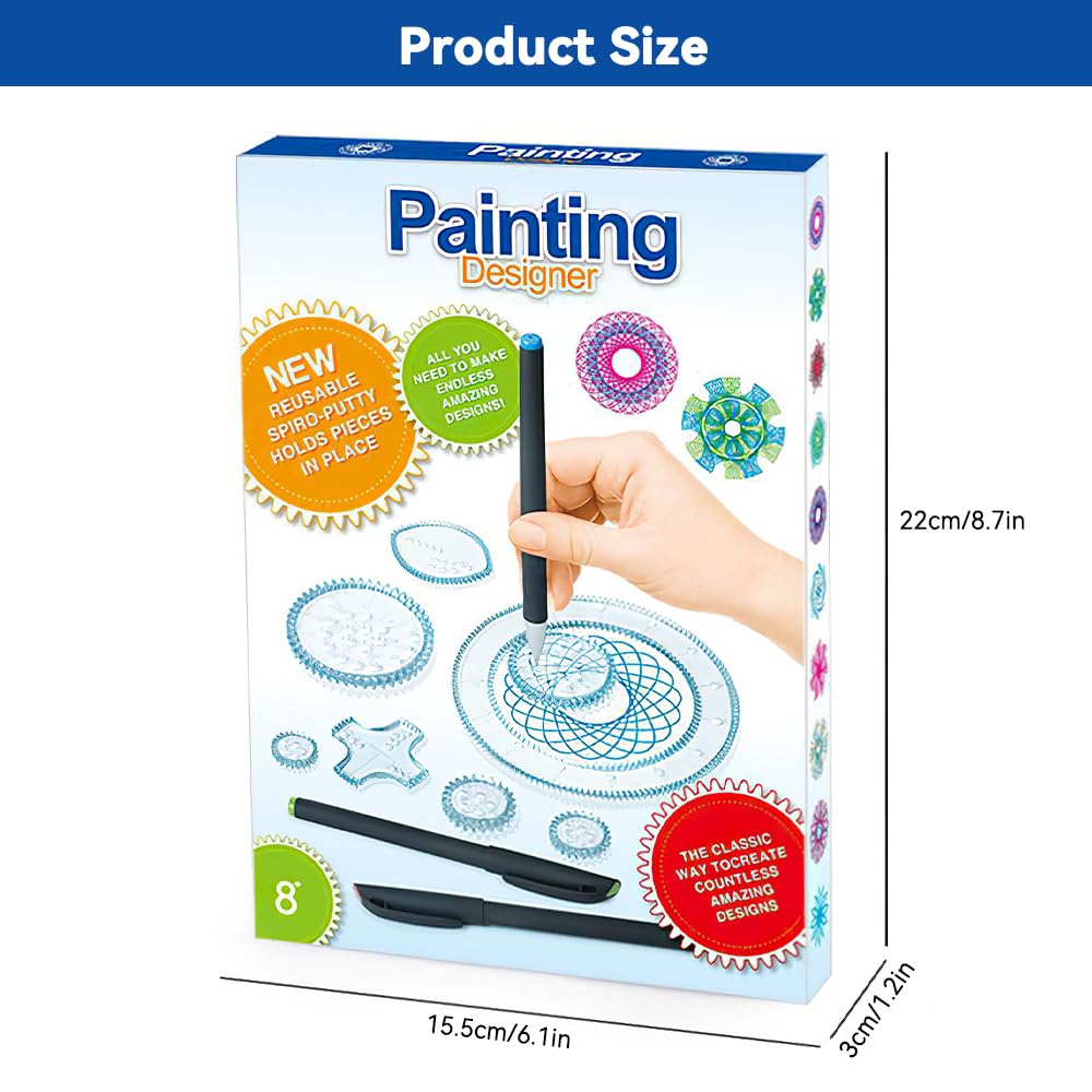 Hojalis Spirograph Original – Set De 27 Piezas Con 22 Engranajes, 3 Bolígrafos, Papel Y Pegamento, Para Niños De 4 Años En Adelante