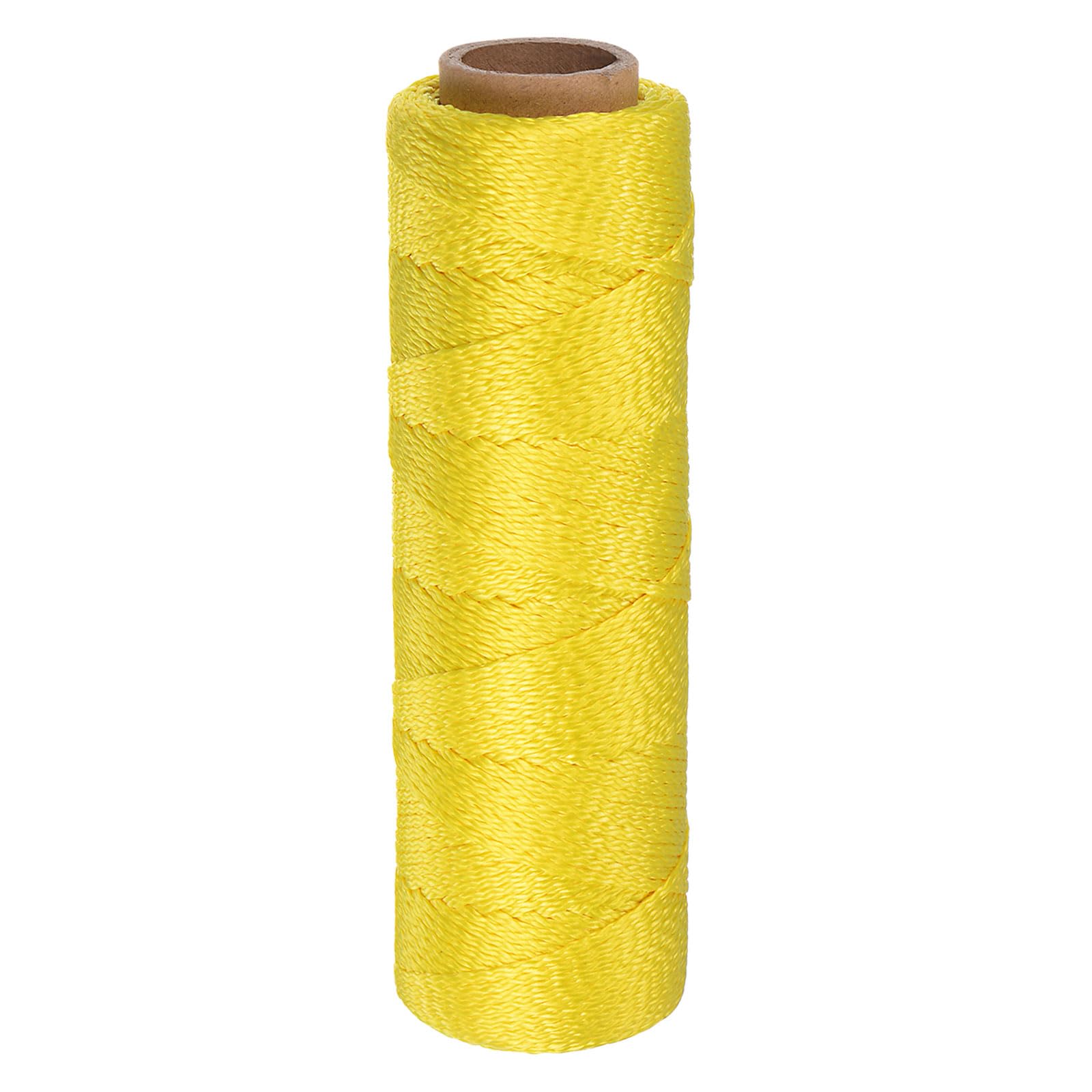 sourcing map Twisted Nylon Mason Line 1.5mm x 250 Ft Braided Twine String Lines for Fishing Gardening Crafting, Fluorescent Yellow