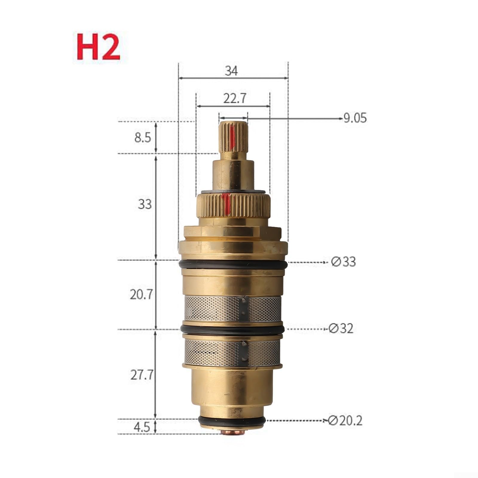 Whychstore Cartouche thermostatique universelle en cuivre avec contrôle de la température - Valve de douche en laiton pour divers appareils de barre de douche, NOUE68BW17ZZWWKU70706WF23360