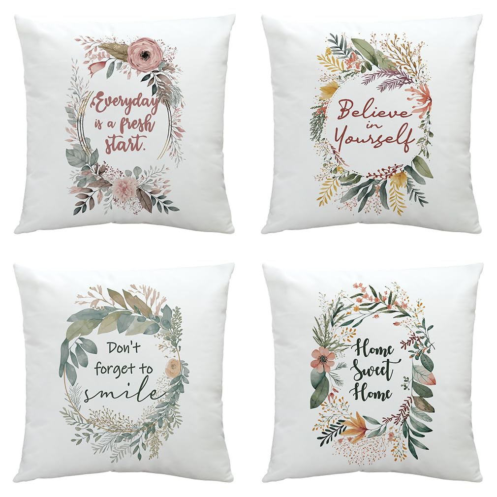 Housse de coussin canapé guirlande de fleurs en peluche courte carrée 45x45 cm