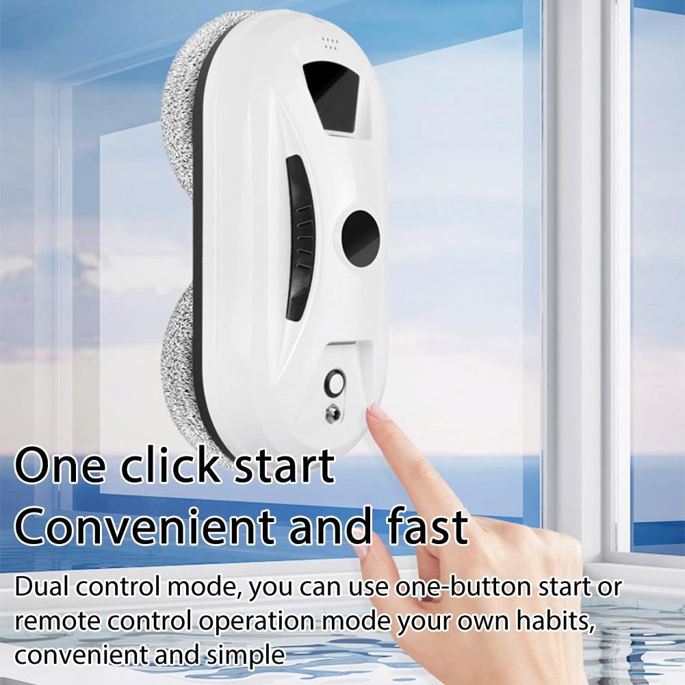Robot automático de limpieza de ventanas con succión de 2800 Pa, posicionamiento inteligente IA, detección de bordes, protección anticaídas y control remoto para una limpieza eficiente de cristales