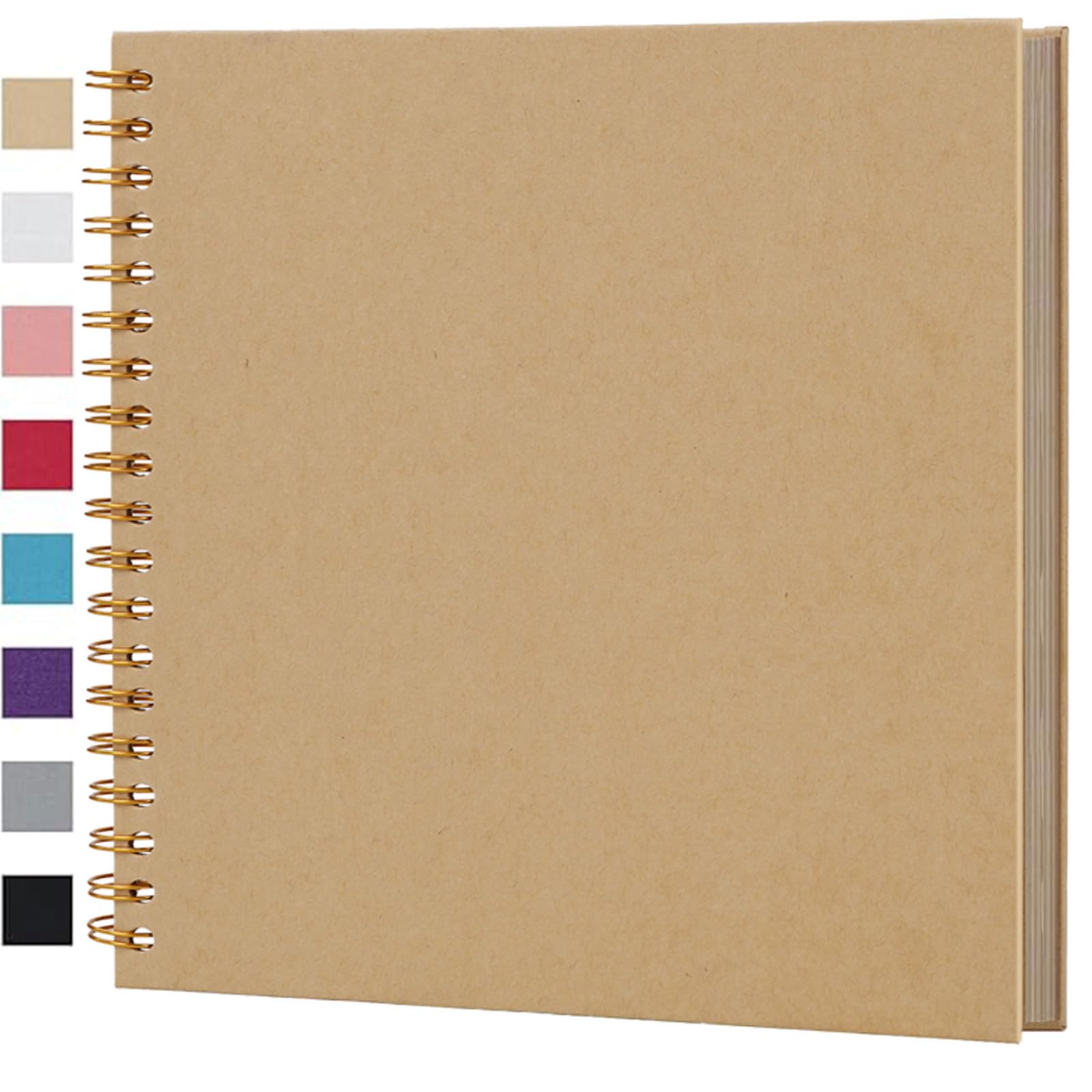Ponping 25.5x25.5 cm DIY Scrapbook Album 80 Pages Hardcover Kraft Paper Scrap Book Photo Albums Memory Book for Wedding and Anniversary Family