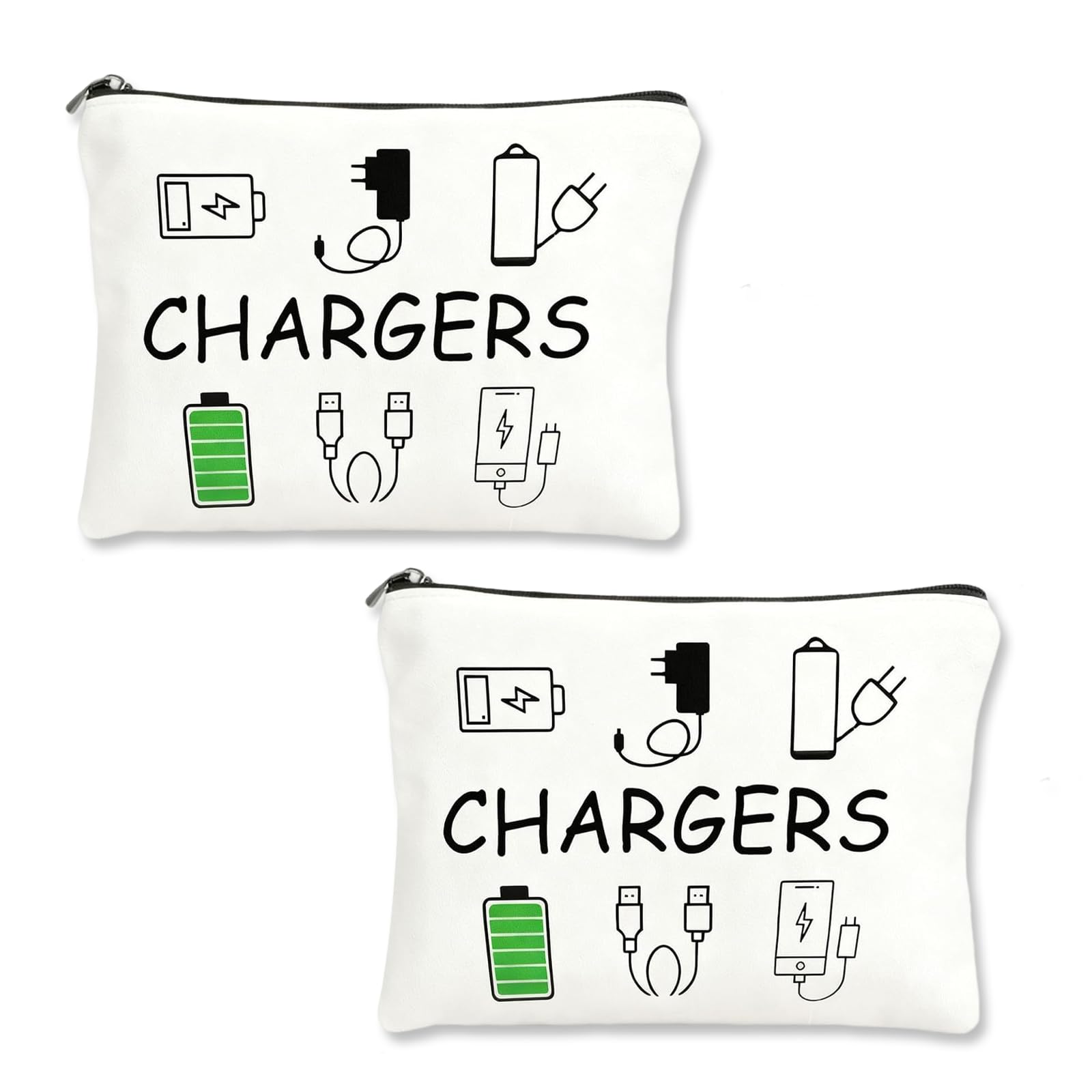 fKiZanthene Travel Accessories Canvas Charger Organiser Pouches Set of Two for Backpack Office and Suitcase