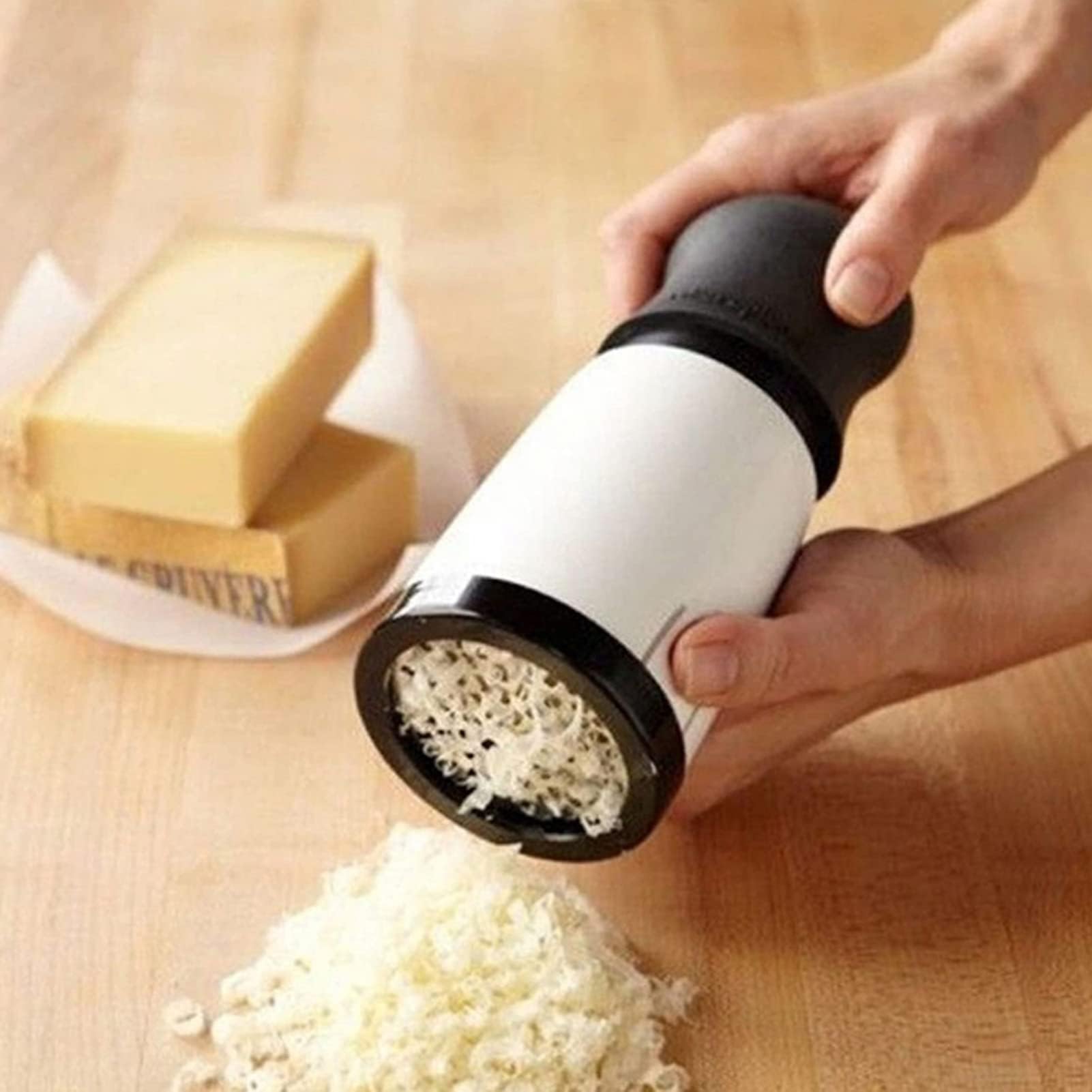 Handheld Cheese Grinder Detachable Large Capacity Cheese Grater Top Rotatable Cheese Shredder for Grating and Shredding Hard Cheese Chocolate Nuts Salad