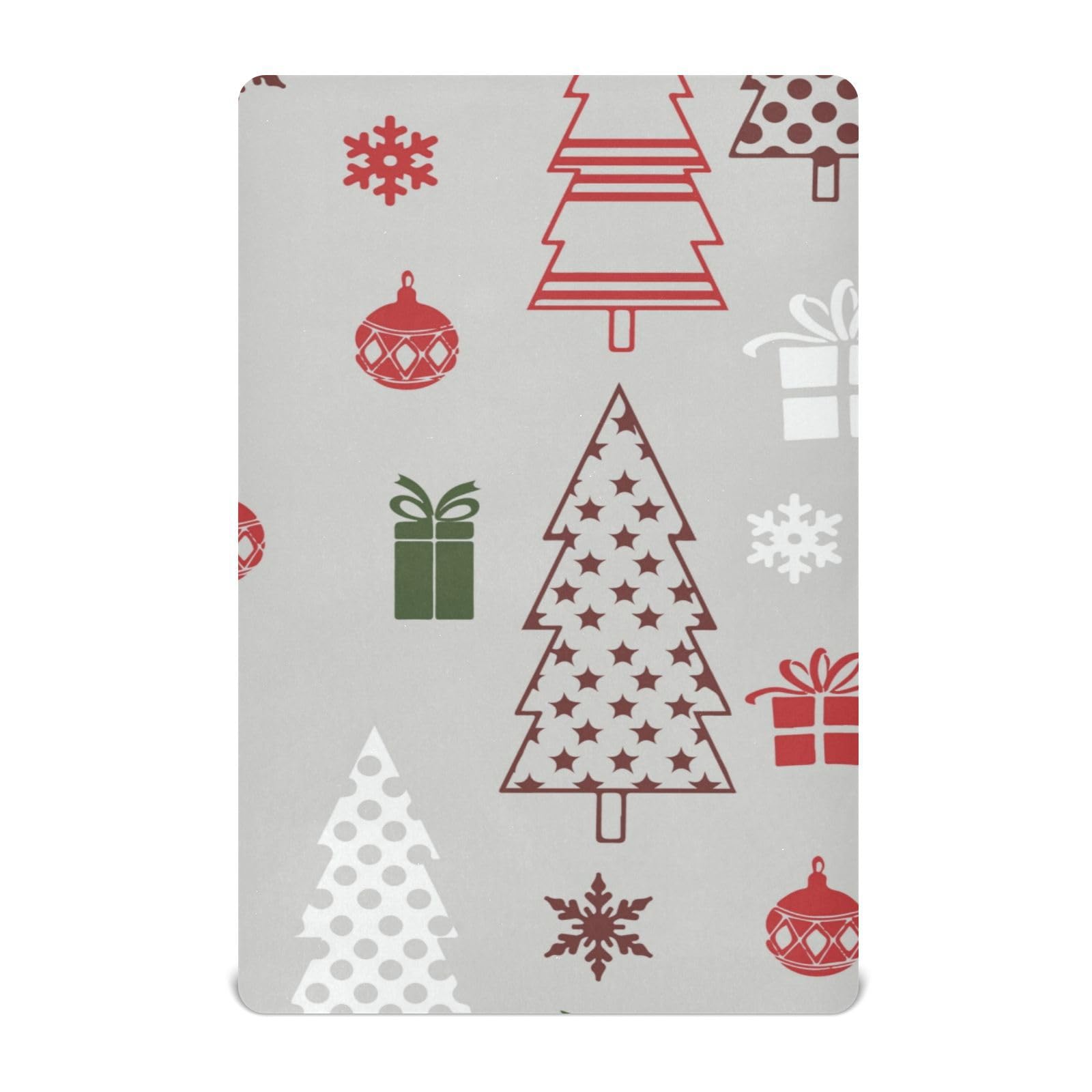 Moudou Christmas Tree Playard Sheet for Boy Girls, Soft Breathable Fitted Toddler Sheet for Standard Playard Bed Mattress, 39 x 27 x 5 Inch