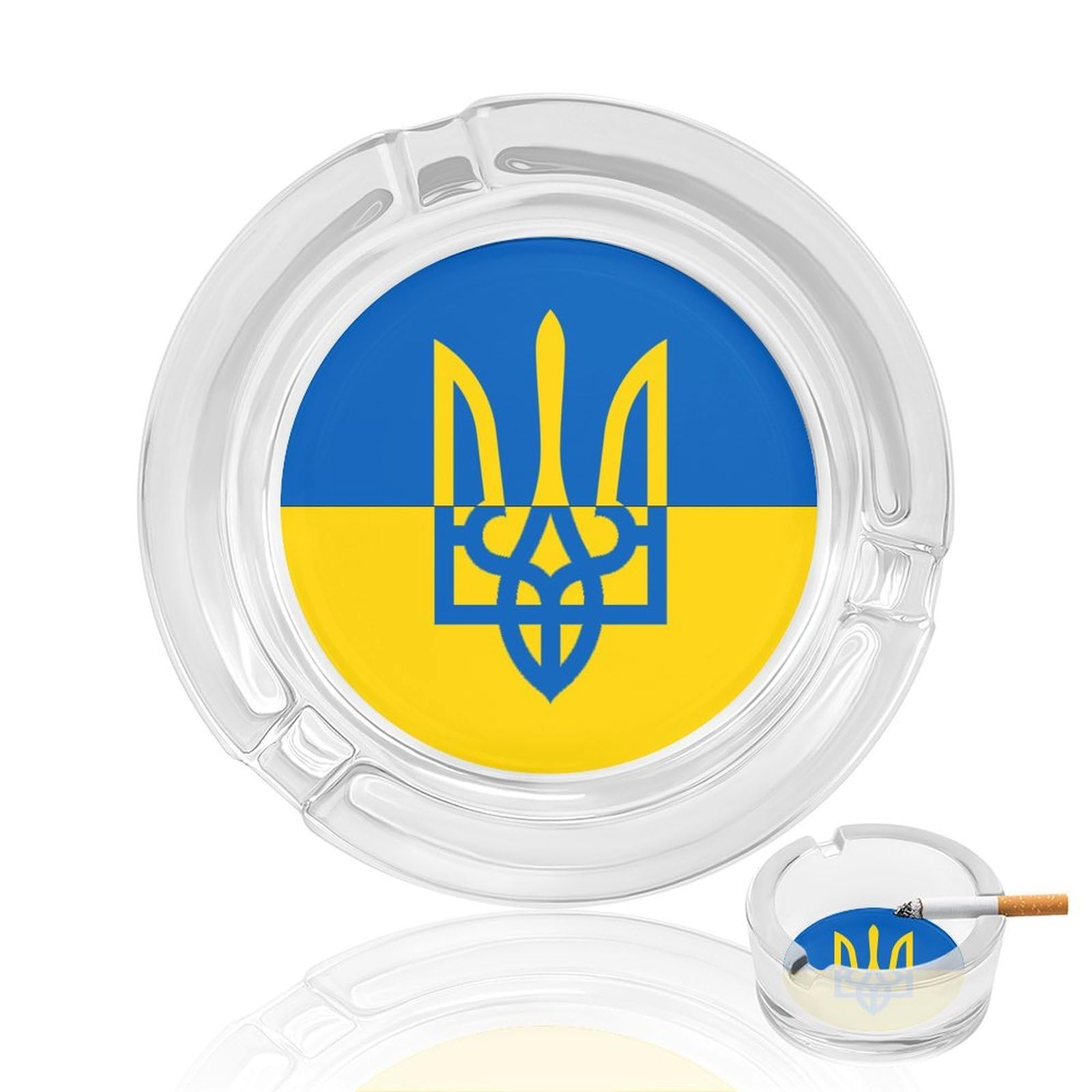 Nclqvjxzkhw Style Ukrainian Flag Glass Ashtray Round Ash Tray Smoking Trays For Home Garden Outdoor
