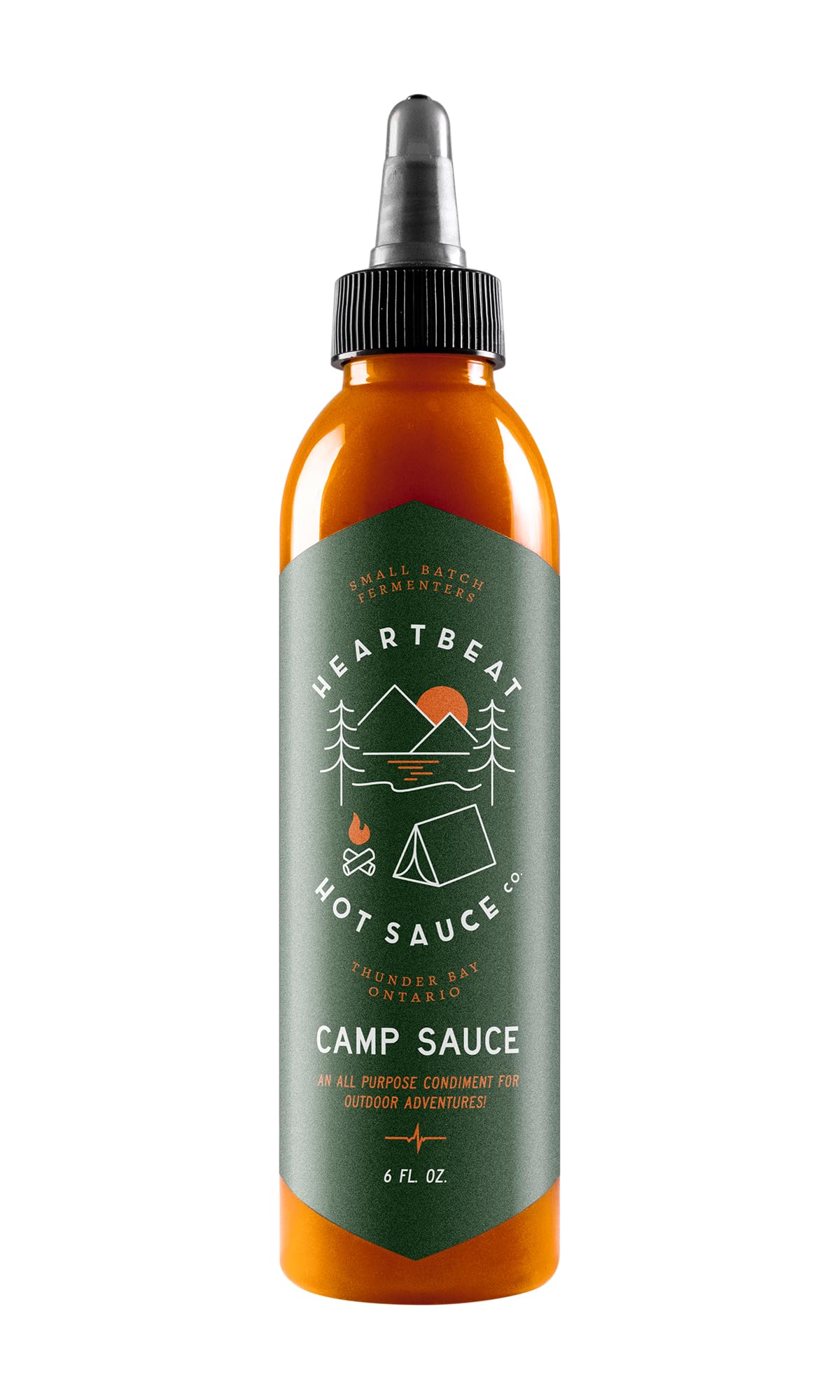 HEARTBEAT HOT SAUCE CO. Heartbeat Hot Sauce - Camp Sauce, 6 oz- Small Batch & Handmade, Vegan, Preservative Free