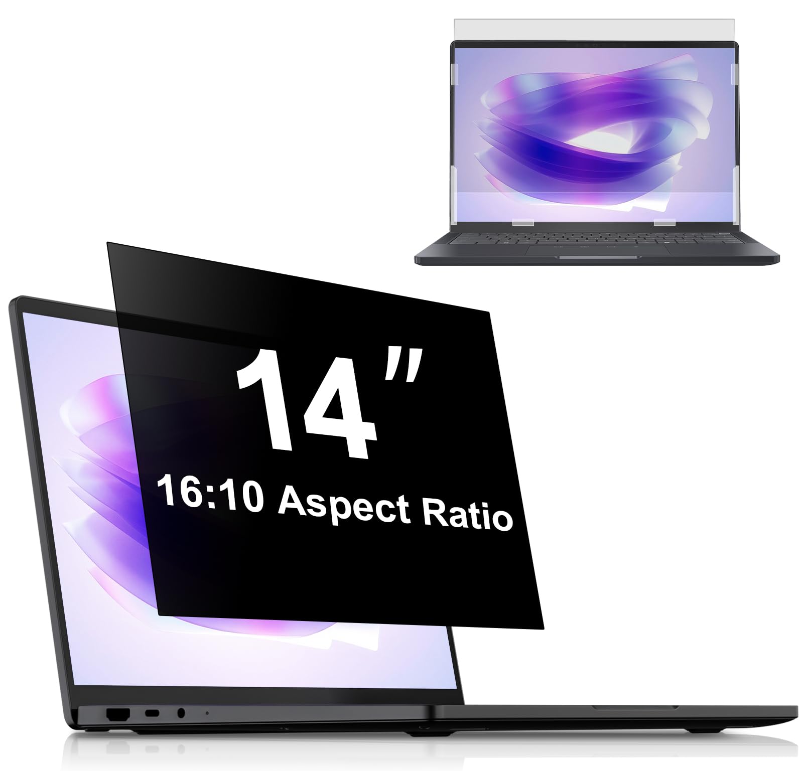 PYS Pellicola protettiva per computer portatile 14 pollici, anti-spy, luce blu, antiriflesso, 16:10, filtro dello schermo rimovibile, compatibile con Lenovo SGIN HP Dell Acer Samsung Asus Toshiba