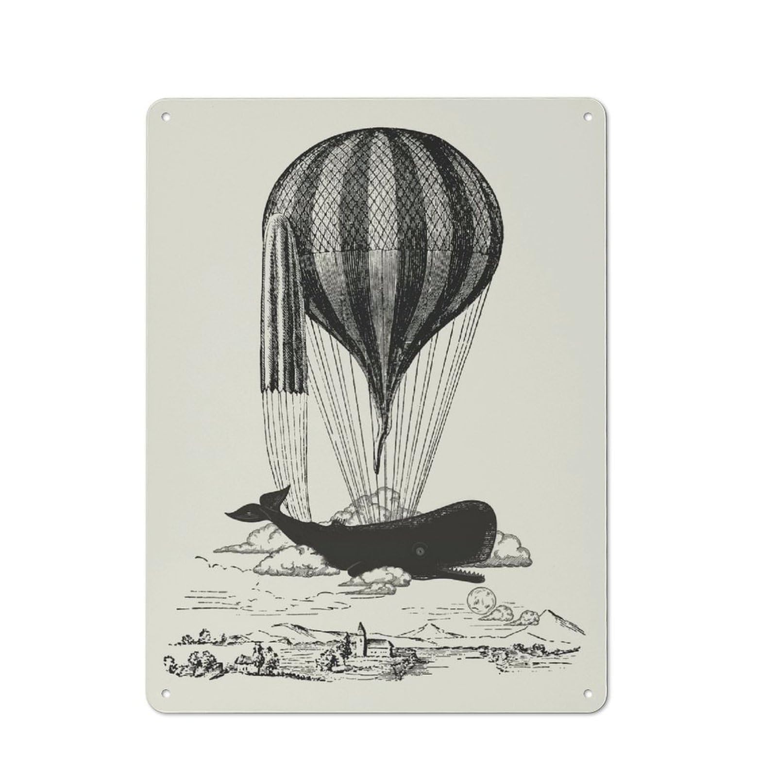 Junmoney Vintage Whale Lover Tin Sign With Design 40X30cm, Classic Studio Wall Plaque For Workspace, Cafe, Shop Or Desk Area