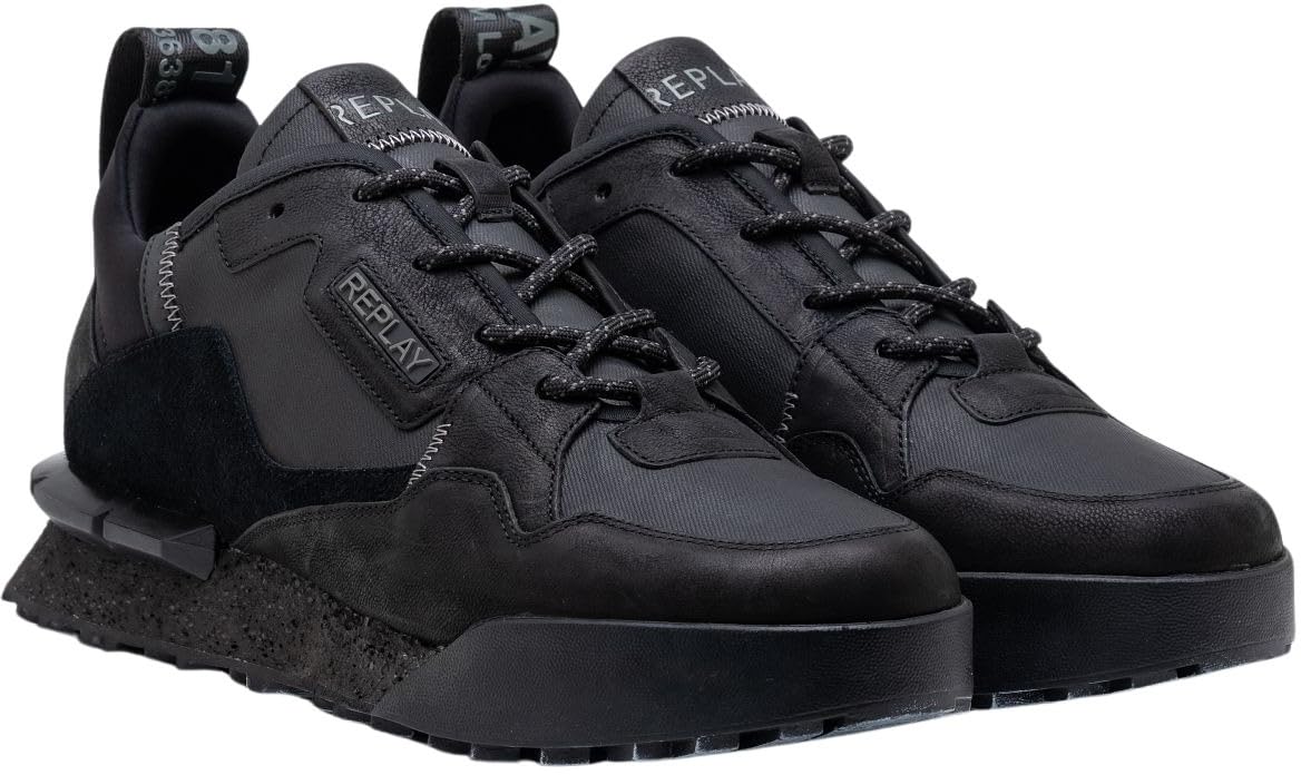 Replay Men's Trainers with Laces, 003black., 9.5 UK