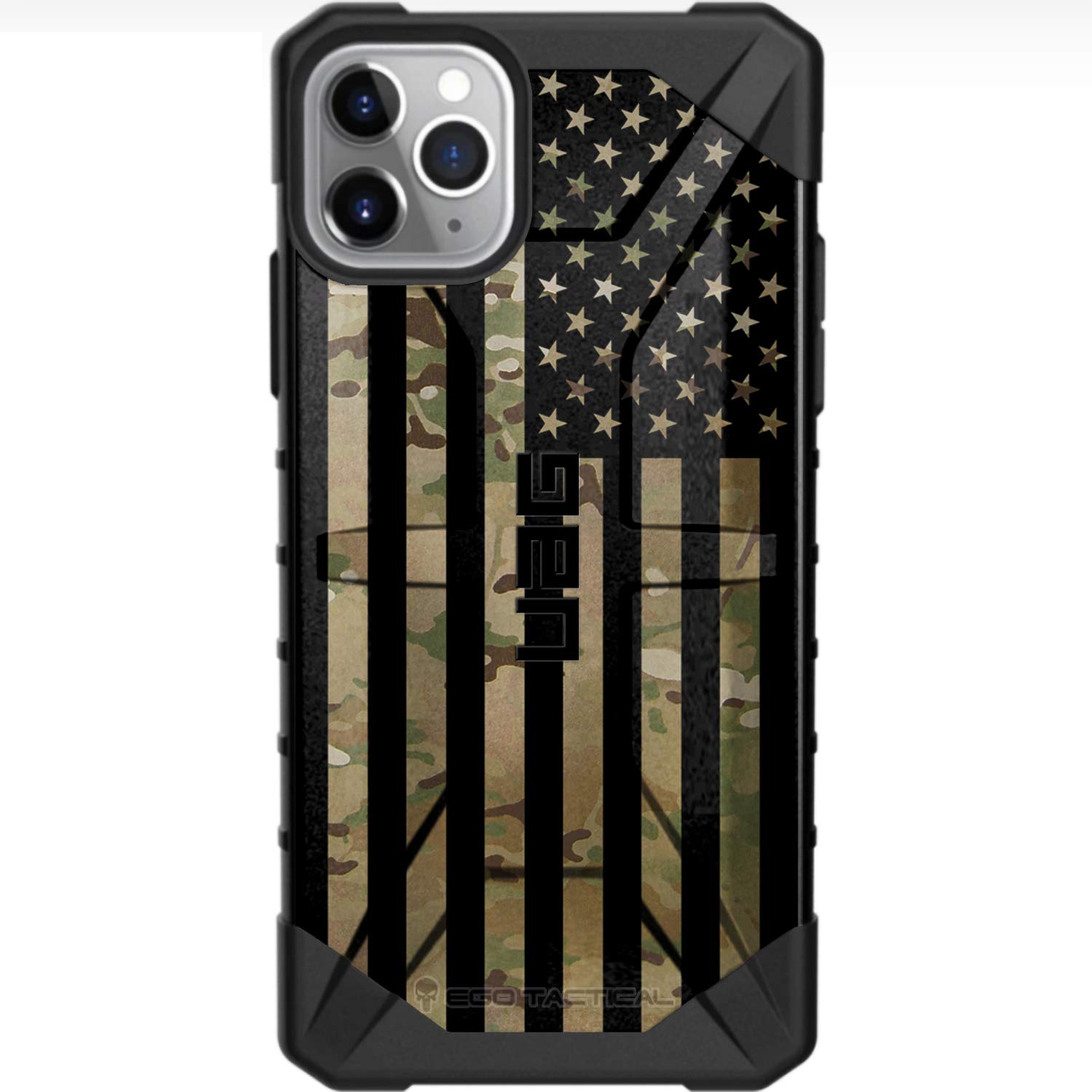 EGO TACTICALUAG Urban Armor Gear Limited Edition Case Design for Apple iPhone 12 PRO MAX (6.7") - Subdued US Flag Over Multicam Scorpion OCP Camouflage